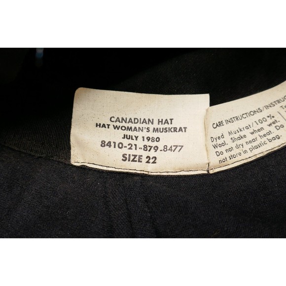 Canadian Hat Mfg Co 1980's Black Muskrat Fur Hat with Wool Scarf Ties - Picture 8 of 9